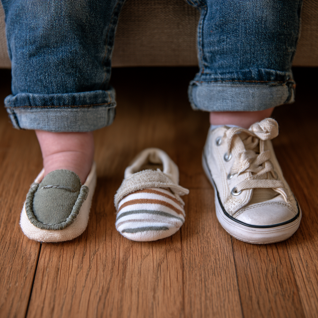 Three baby shoe types side by side