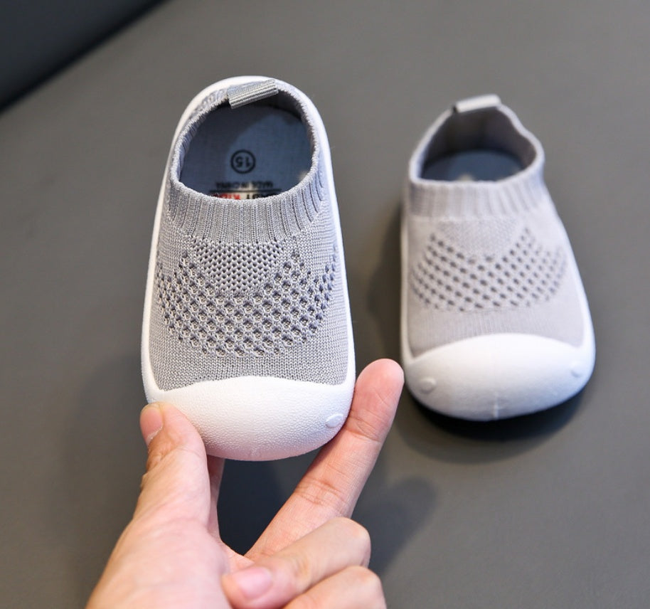 Grey Soft Embroidery Socks Shoes