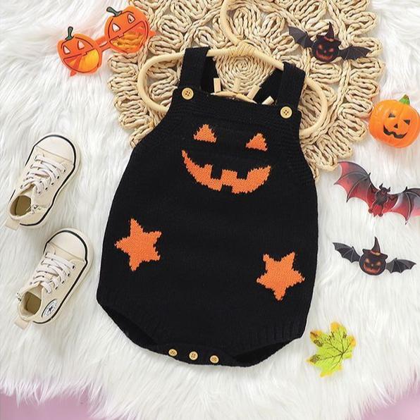 Halloween Pumpkin Sleeveless Baby Romper