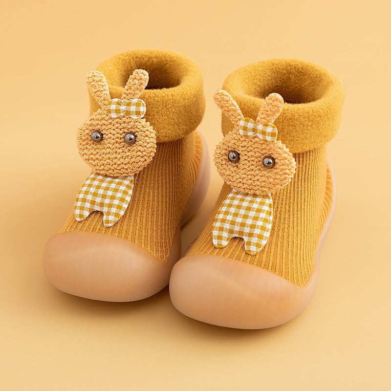 Yellow warm bunny toddler sock shoes