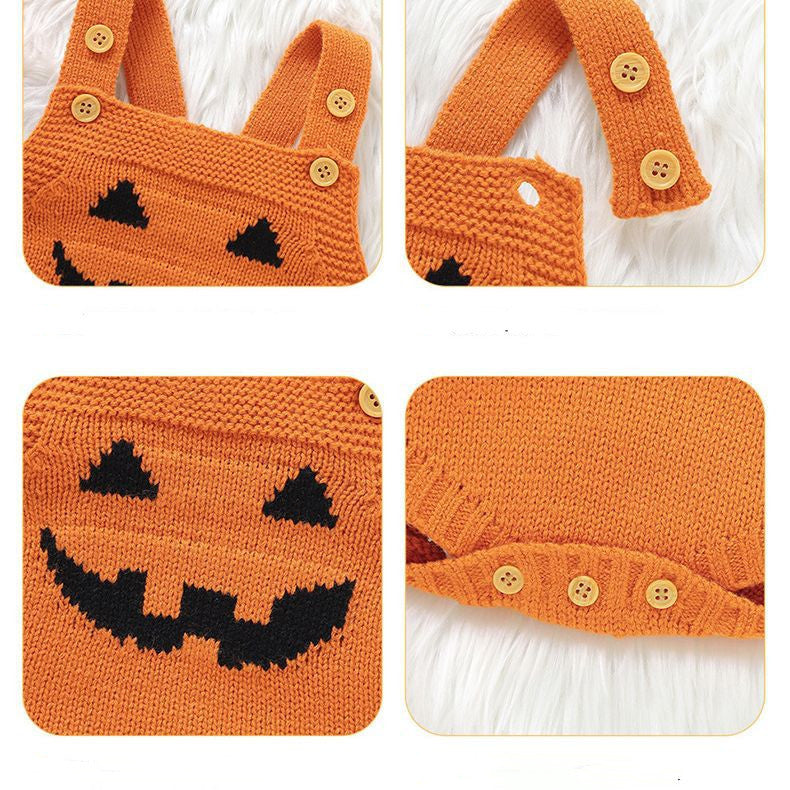 Halloween Pumpkin Sleeveless Baby Romper
