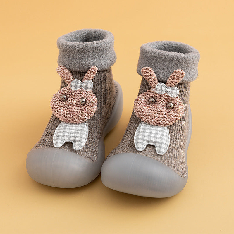 Gray Warm Bunny Toddler sock shoes
