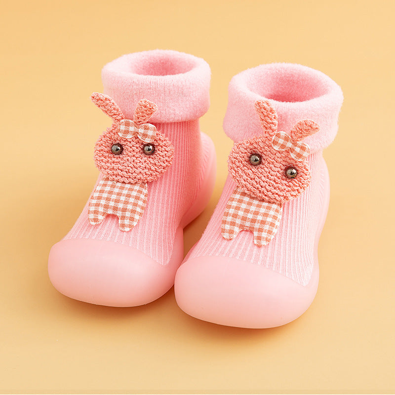 Pink Warm Bunny Toddler sock shoes