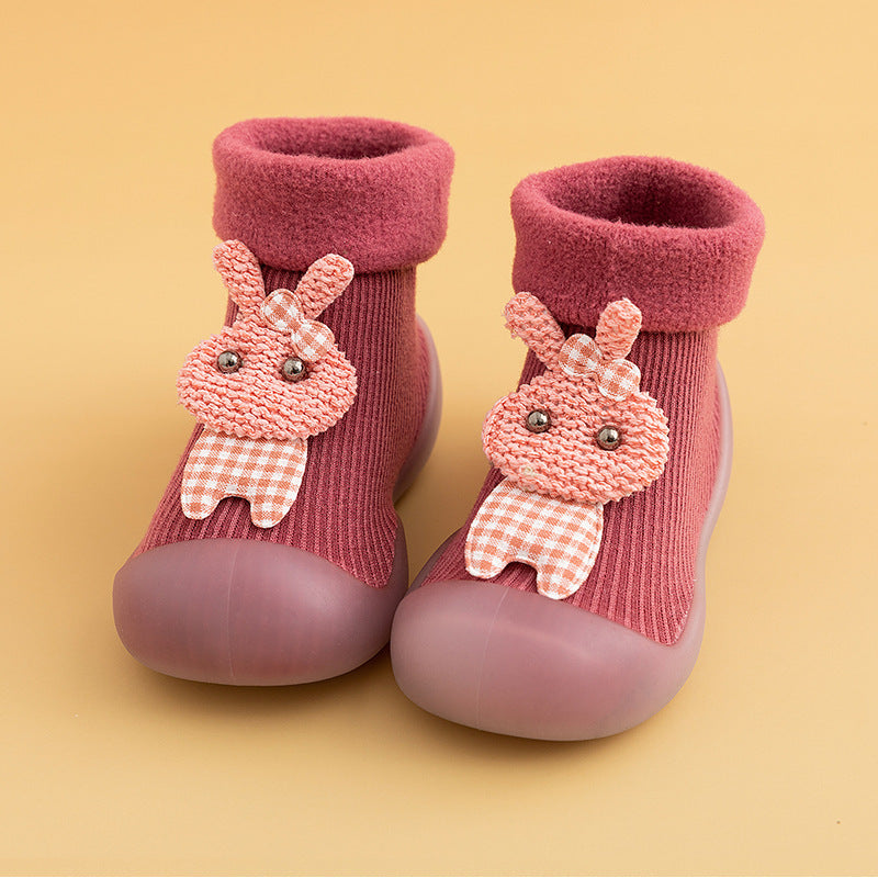 Red Warm Bunny Toddler sock shoes