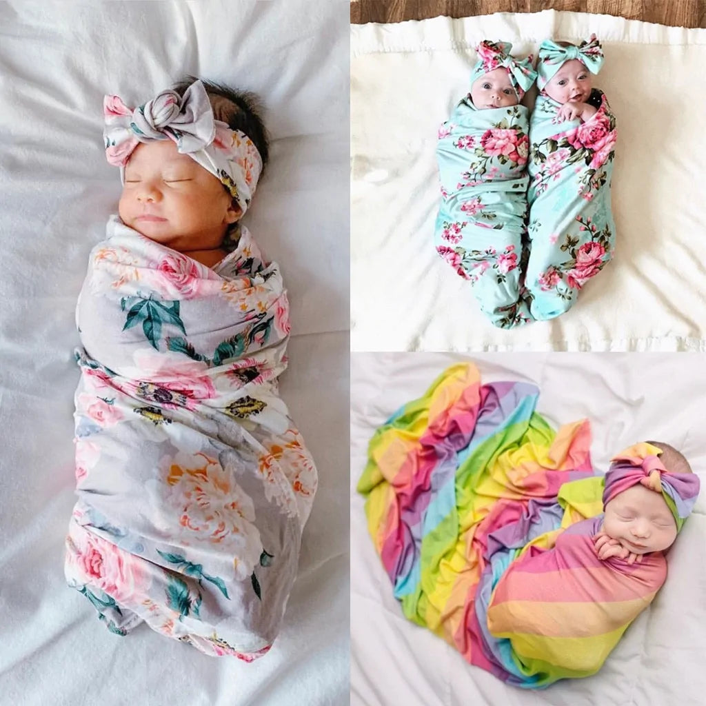 Newborn Swaddle Blanket with Bow