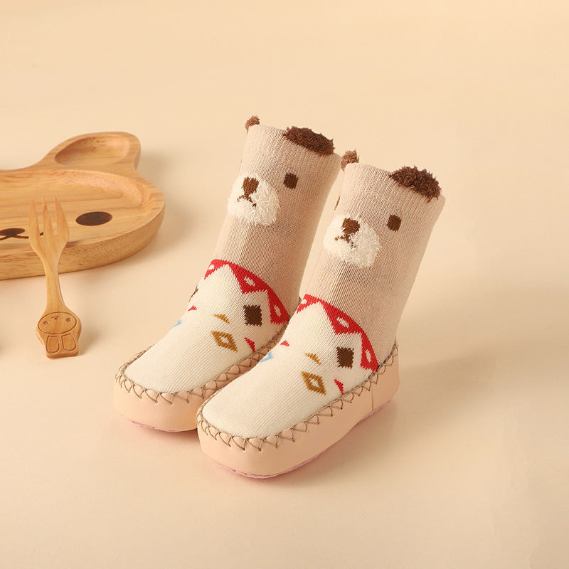 Khaki bear Ankle Sock Trendy Baby Shoes