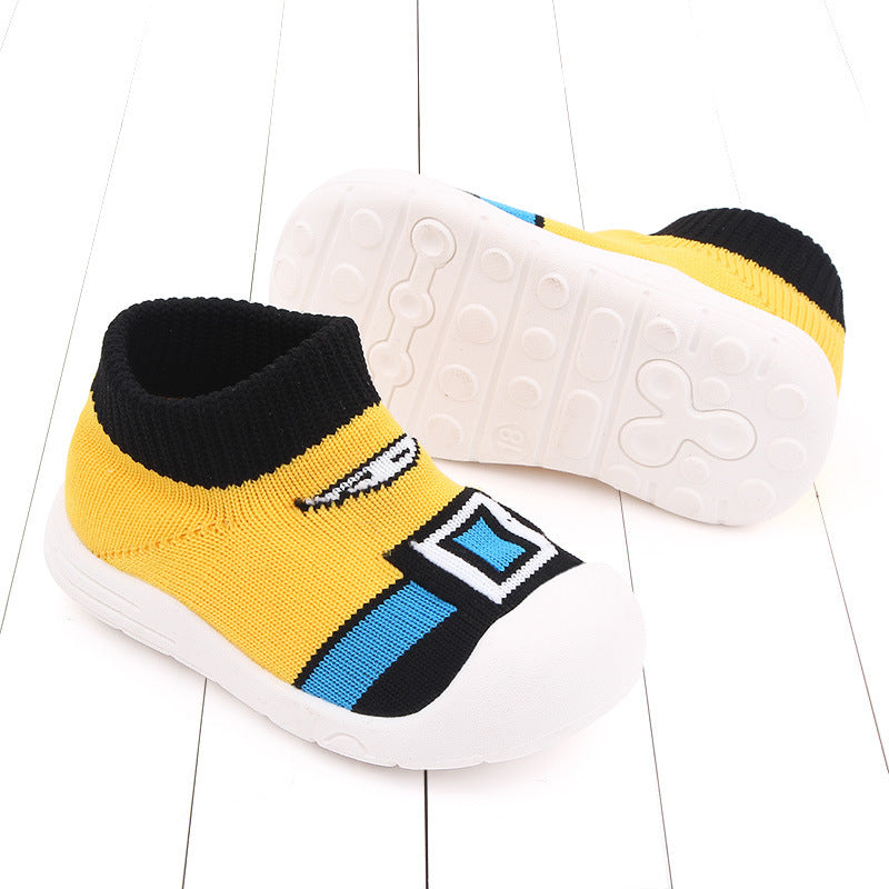 Yellow Casual & Fly Weave Baby Sock Shoes