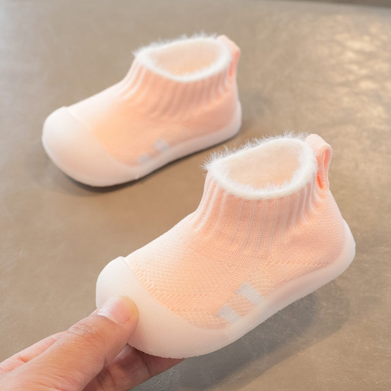 Pink Safe Viyella Baby Sock Shoes