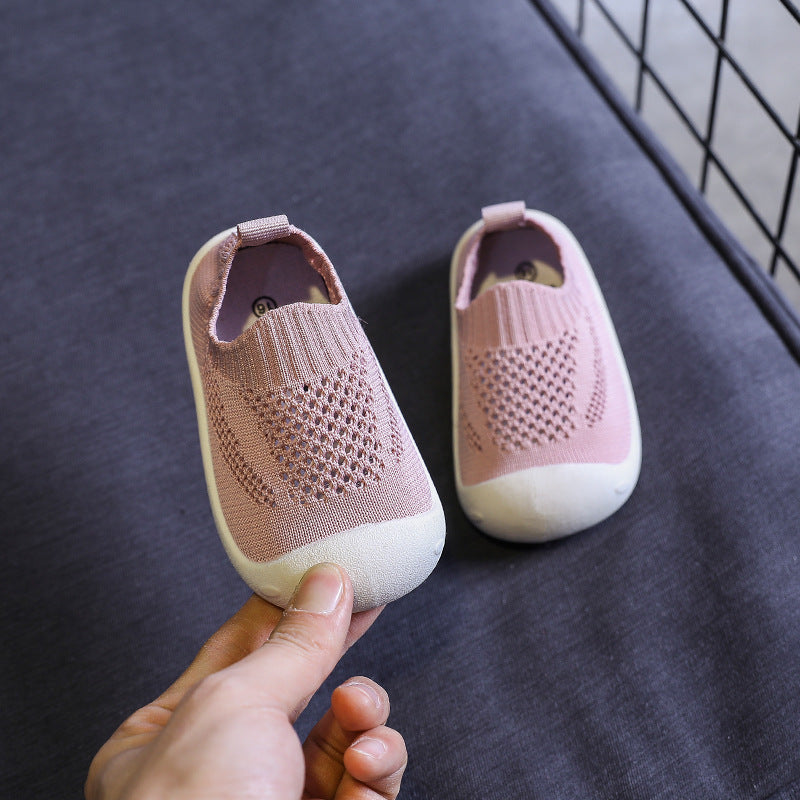 Light Pink Soft Embroidery Socks Shoes