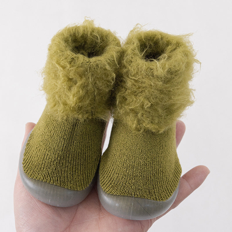 olive green Autumn & Winter Baby Sock Shoes