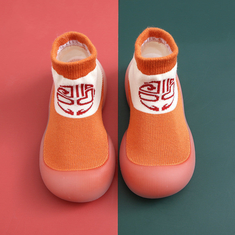 Orange Vintage Children Sock Shoes