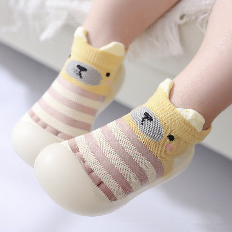 Yellow Breathable Jacquard Baby Sock Shoes