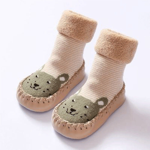 Beige Warm Toddler Sock Shoes