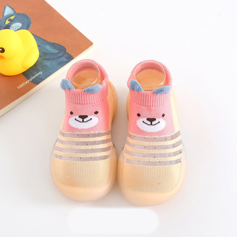 Pink Bear Toddler Sock Shoes