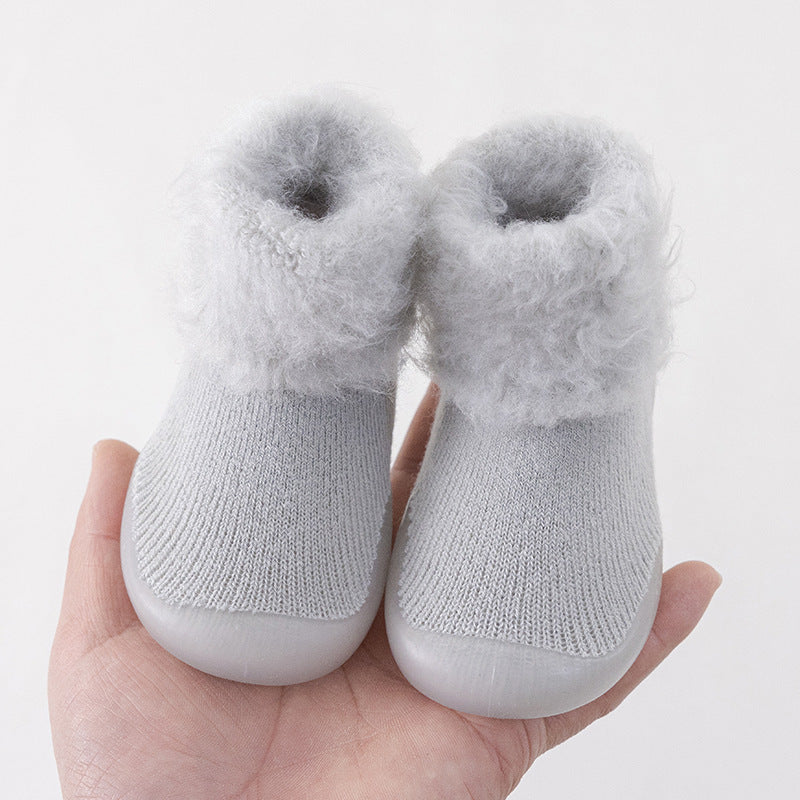 grey Autumn & Winter Baby Sock Shoes