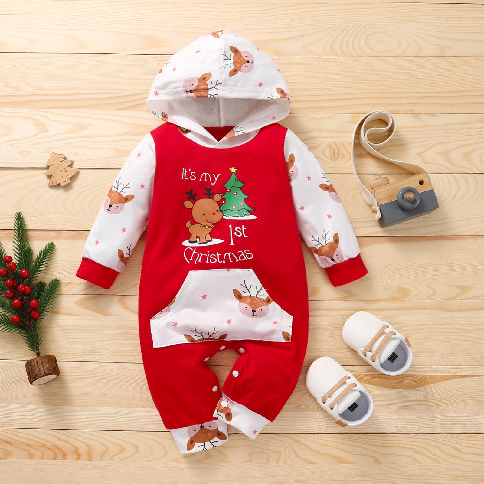 Christmas Cartoon Hooded Romper