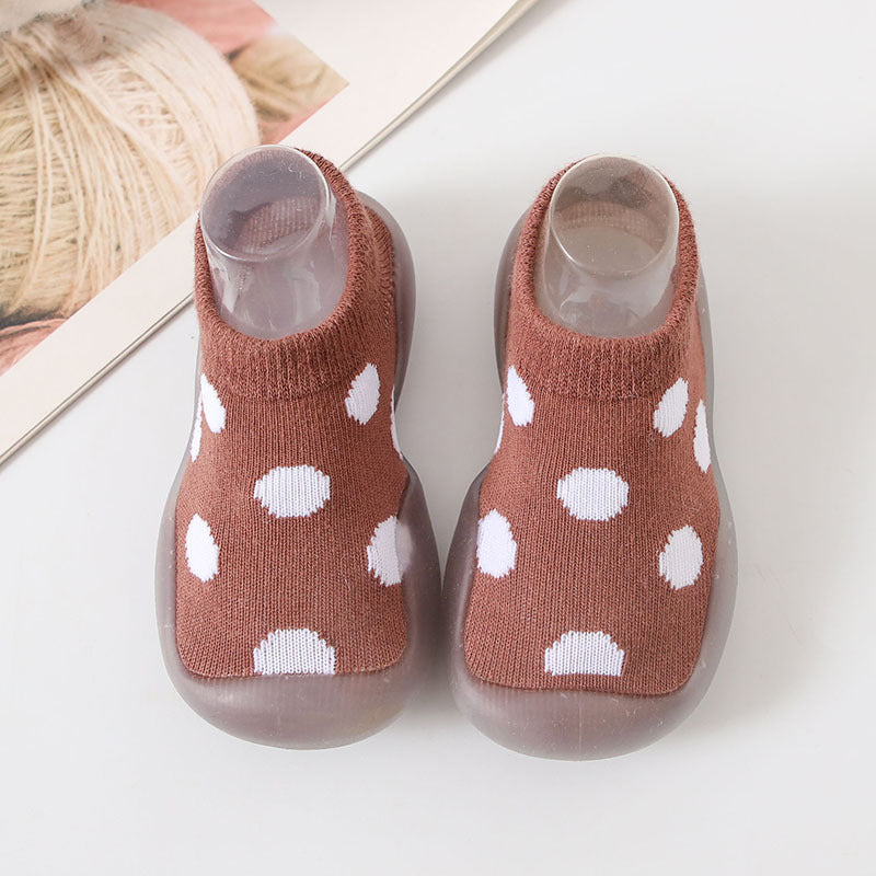 Coffee Round Dot Style Breathable Toddler Sock Shoes