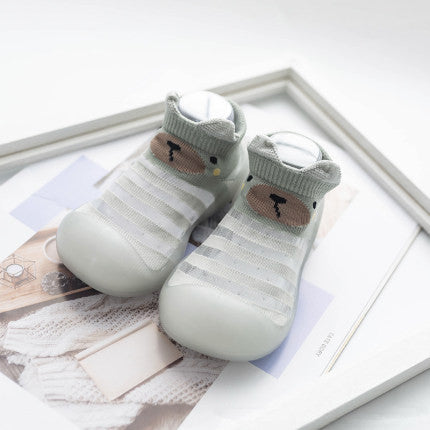 Grey Breathable Jacquard Baby Sock Shoes