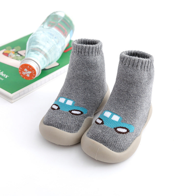 Terry Grey Car Beautiful Baby Sock Shoes