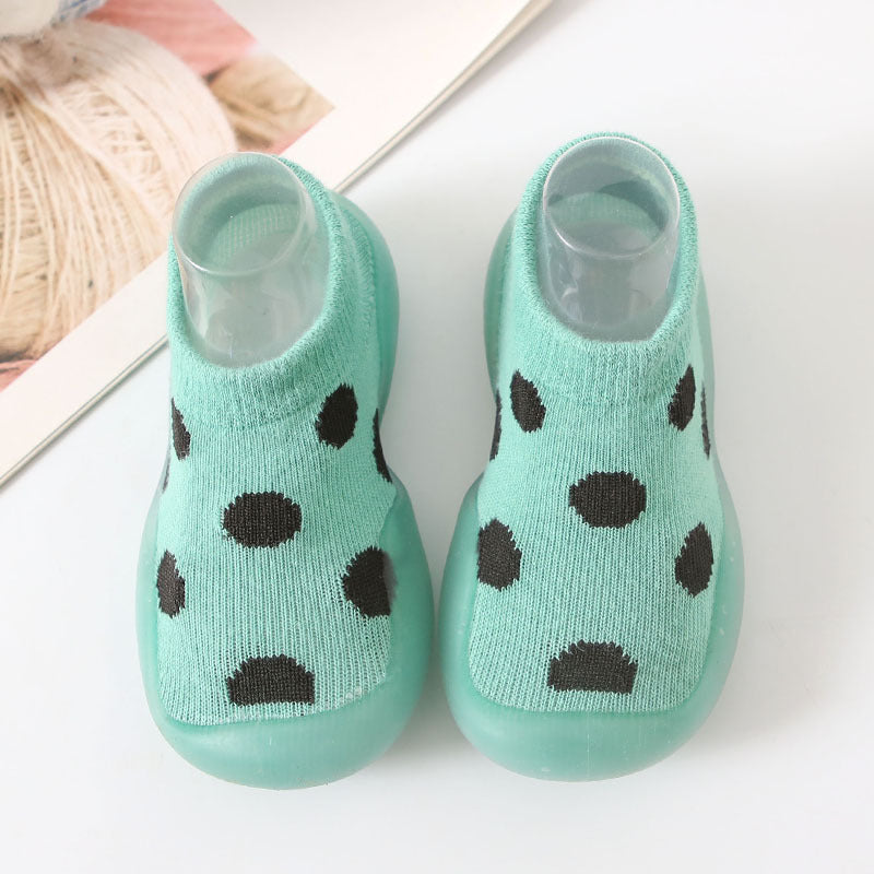 Green Round Dot Style Breathable Toddler Sock Shoes