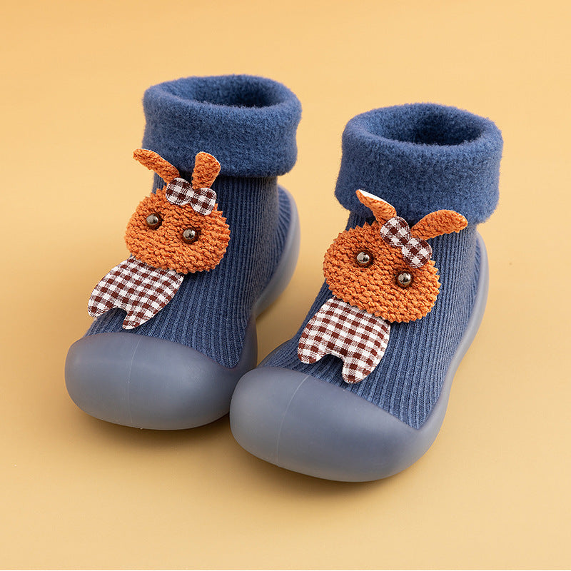 Blue Warm Bunny Toddler Shoe socks