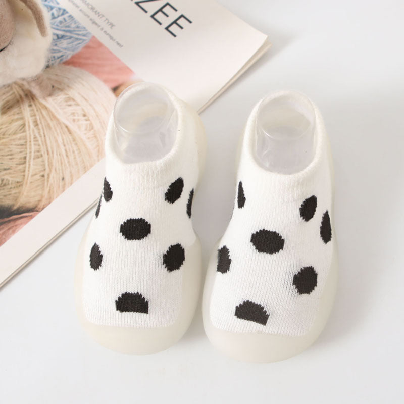 White Round Dot Style Breathable Toddler Sock Shoes