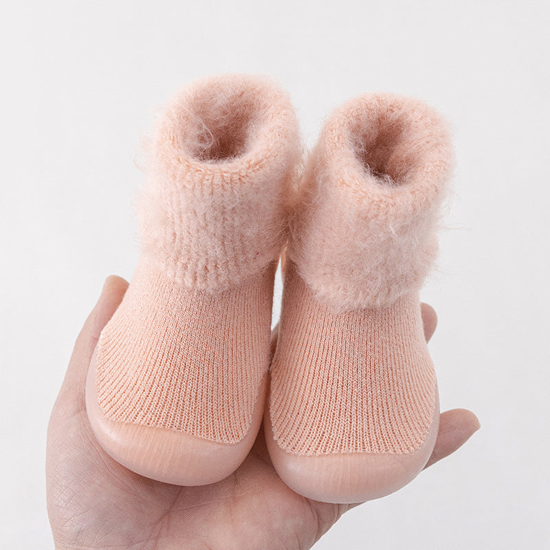 pink Autumn & Winter Baby Sock Shoes