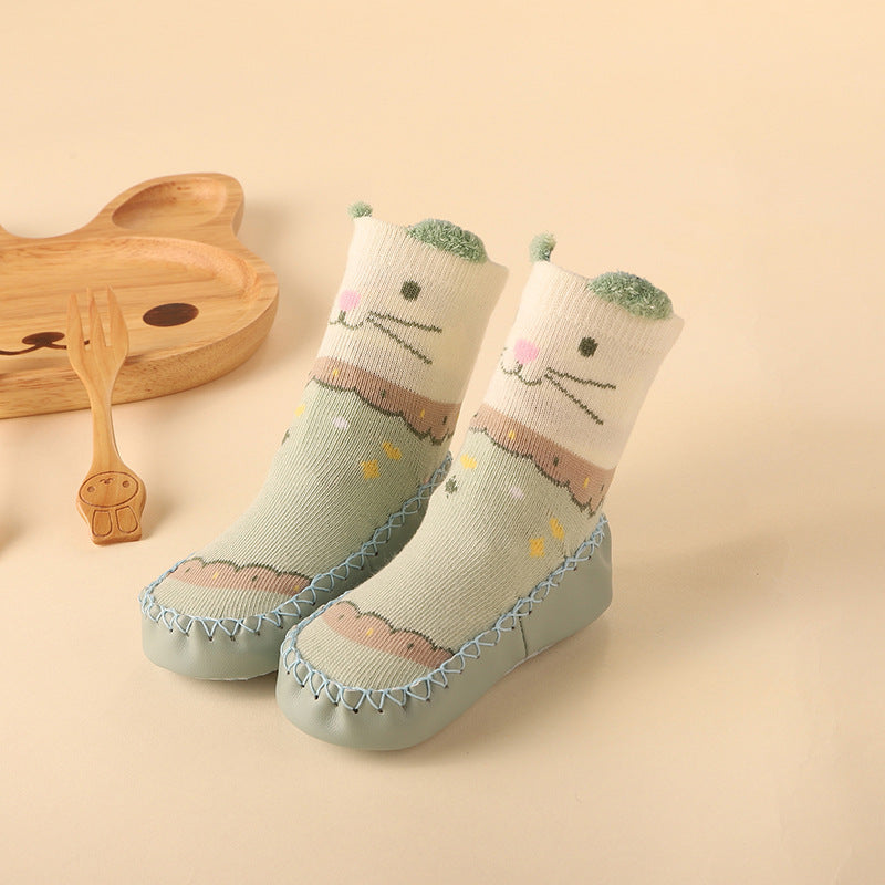 Light green cat Ankle Sock Trendy Baby Shoes