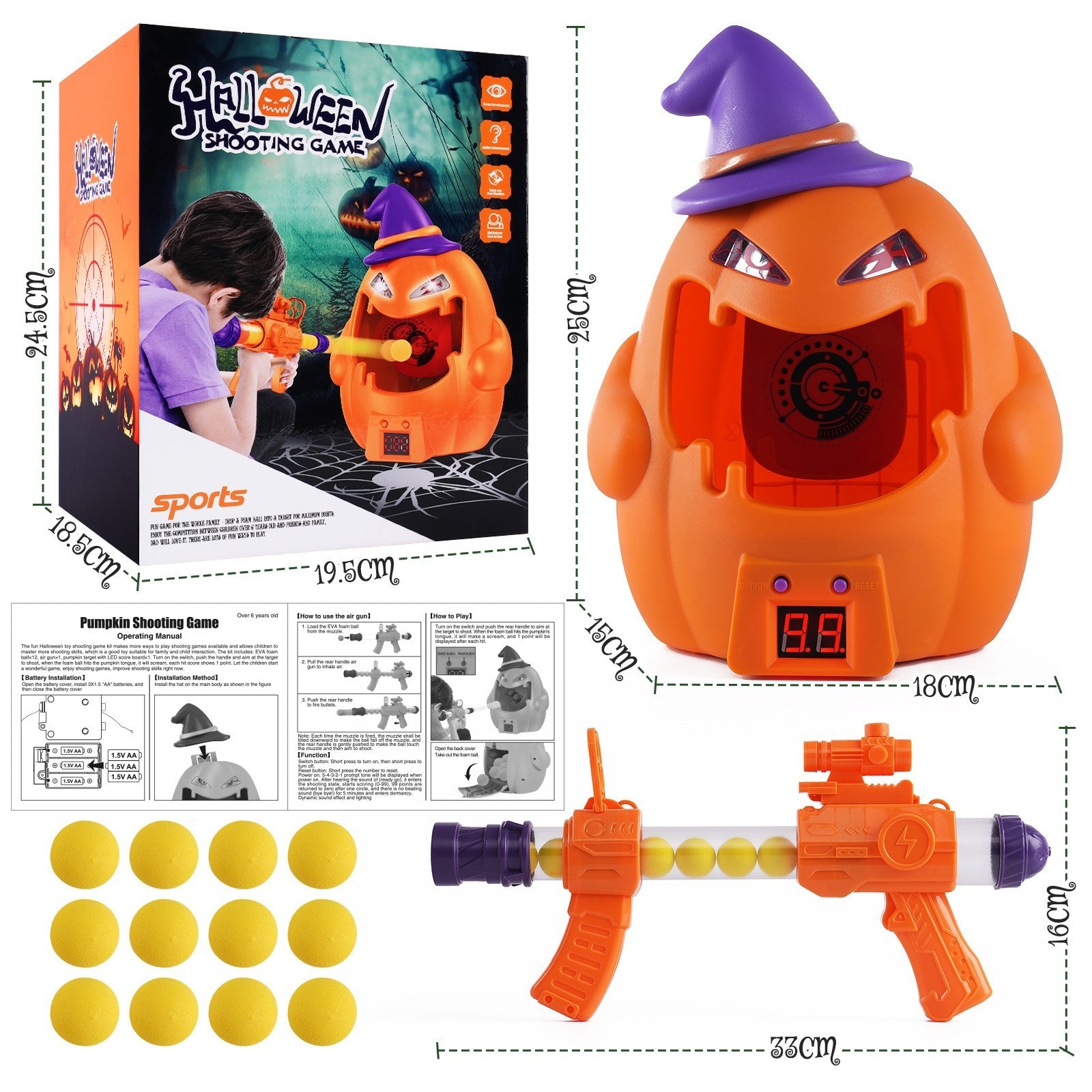 Halloween Pumpkin Shooting Target Toy