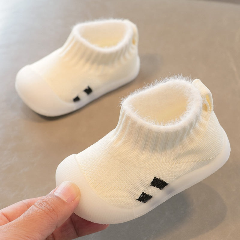 Beige Safe Viyella Baby Sock Shoes