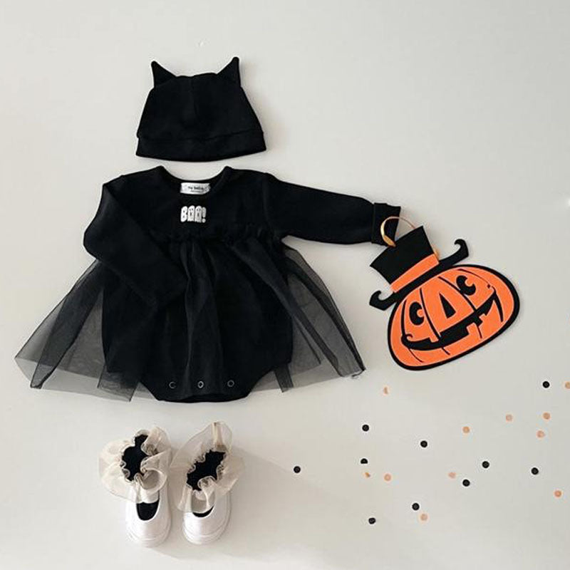 Halloween Ghost Print Black Romper