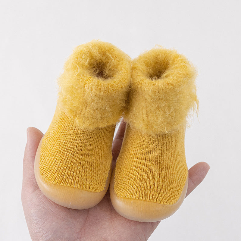 gold Autumn & Winter Baby Sock Shoes