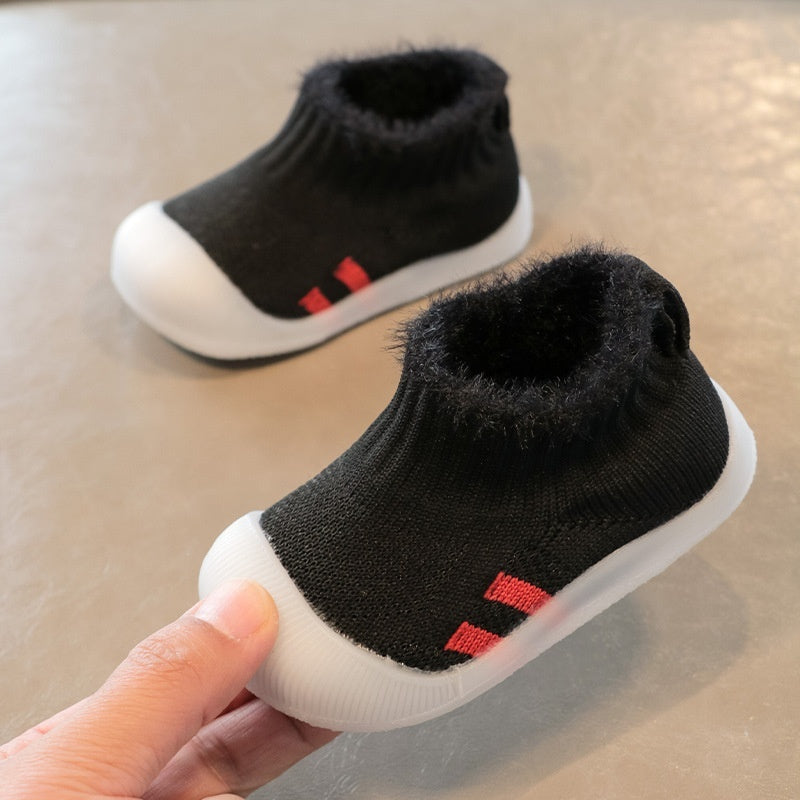 Black Safe Viyella Baby Sock Shoes