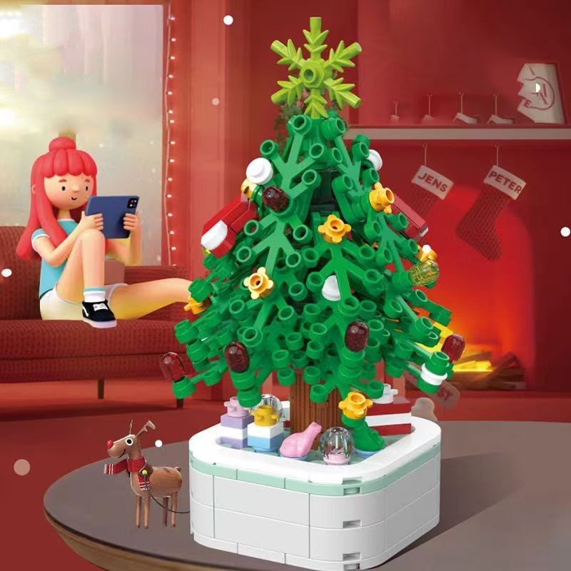 Christmas Building Block Tree Music Box