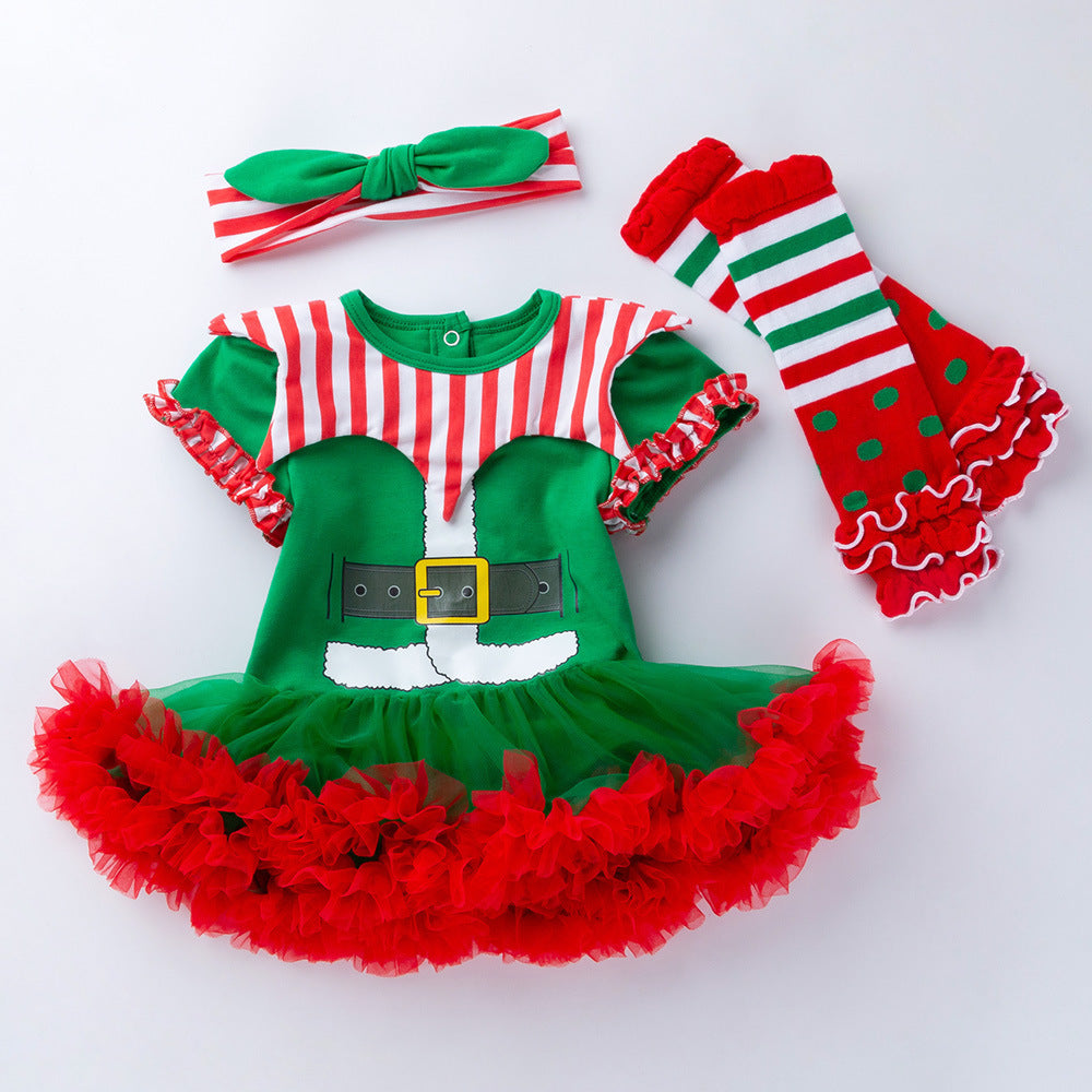 Christmas Striped Baby Girl Dress